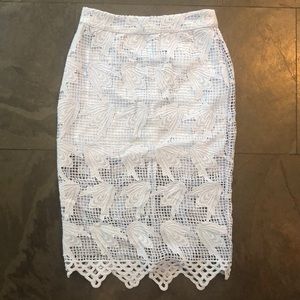 Baby blue lace midi skirt